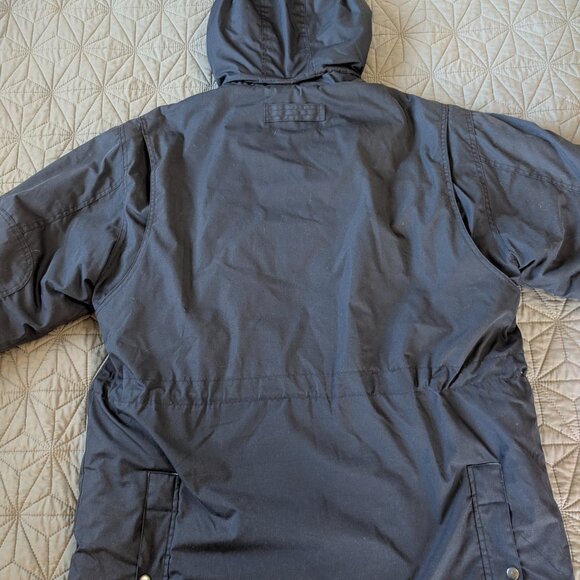 Vintage 90s St. John's Bay Navy Parka Hooded Plaid Lining Utility XL Gorpcore - Picture 13 of 16